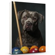 Cane Corso Cute Dog Billiards Canvas Canvas   Retro Cane Corso Dog Batter in Action With Billiards for Themed Living Room, Pet Shop Decor