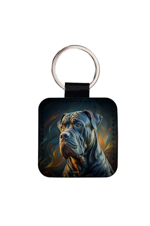 Cane Corso Dog Abstract Stylized Art Faux Leather Square Keychain