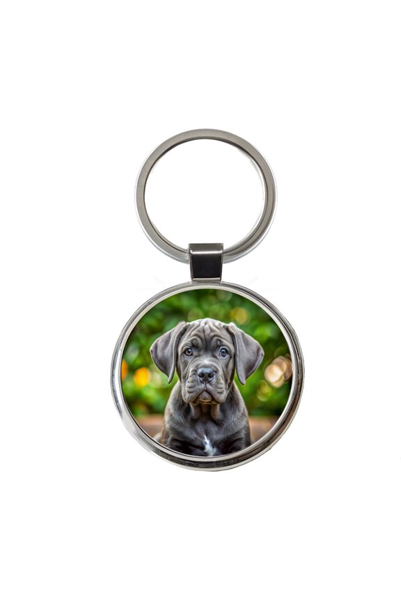 Cane Corso Dog Puppy Photo Metal Round Keychain