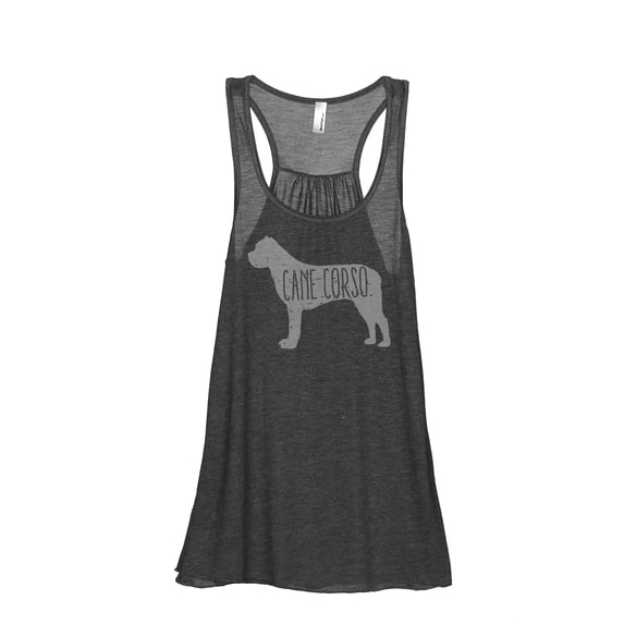 Cane Corso Dog Silhouette Women's Fashion Sleeveless Flowy Racerback Workout Yoga Tank Top Charcoal Grey Medium