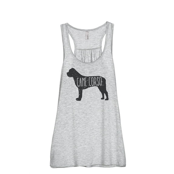 Cane Corso Dog Silhouette Women's Fashion Sleeveless Flowy Racerback Workout Yoga Tank Top Sport Grey Small