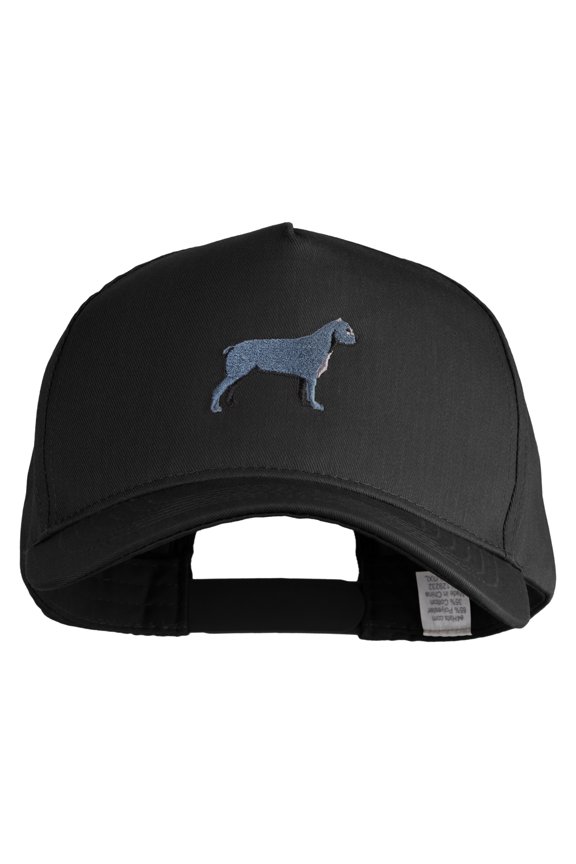Cane Corso Embroidered Big Size Solid Cotton Twill 5 Panel High Profile Pro Style Snap Cap - Black OSFM