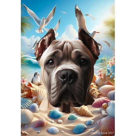 Cane Corso Fawn Cropped - Best of Breed Summer Beach Outdoor Garden Flag 12" x 17" Mailbox Flag Dog Flag