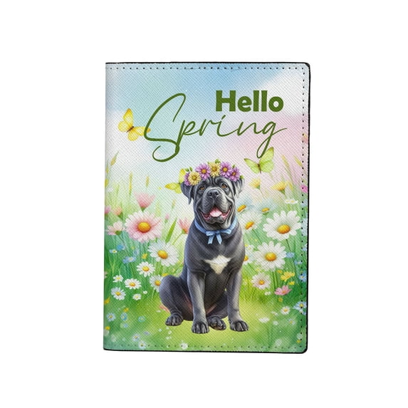 Cane Corso Hello Spring Time Flower Floral Nature Travel Passport Wallet Italian Mastiff Dog Lover Gifts Idea PU Leather Passport Holder Cover - 02031