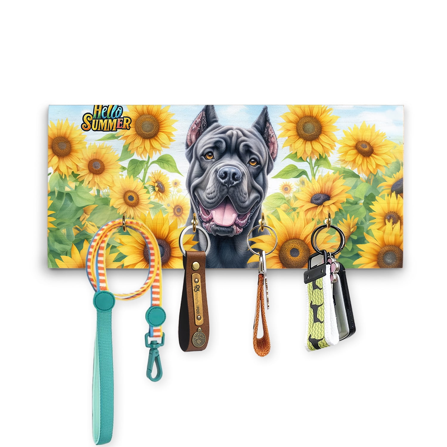 Cane Corso Hello Summer Sunshine Sunflowers Spring Retro Vintage Wood ...