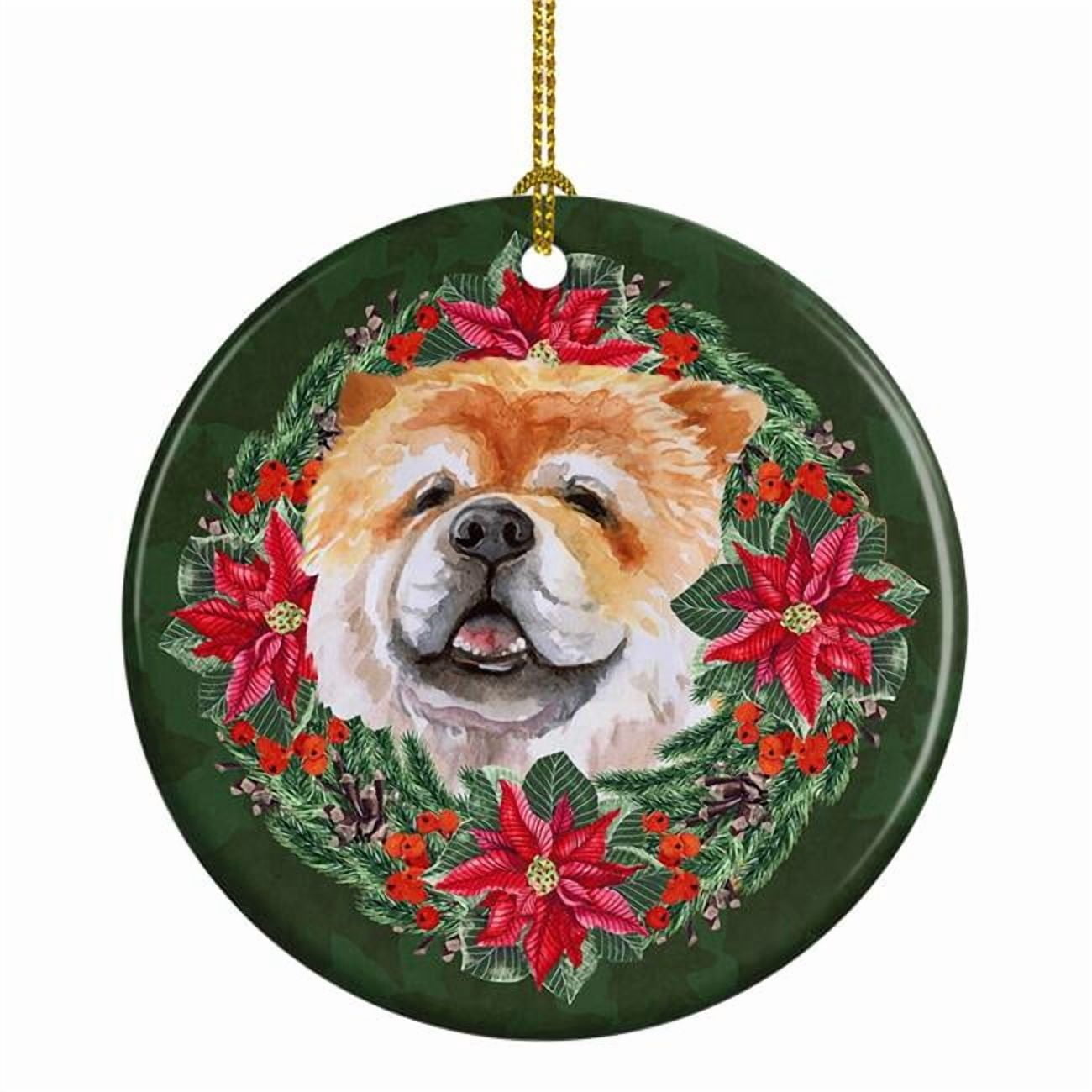 Cane Corso Poinsetta Wreath Ceramic Ornament 2.8 in x 2.8 in