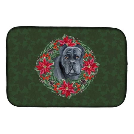 Cane Corso Poinsetta Wreath Dish Drying Mat