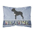 thumbnail image 1 of Cane Corso Welcome Canvas Fabric Decorative Pillow Blue, 1 of 3
