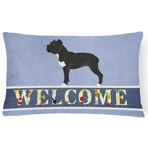 Cane Corso Welcome Canvas Fabric Decorative Pillow - Multi-Colored