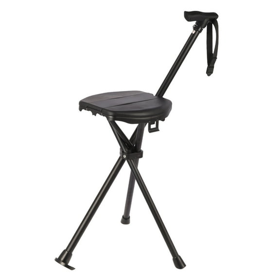 Cane Stool Walking Outdoors Folding Crutch Chair Elderly Rest Hand Stool Aluminum Tripod Cane for Elderly