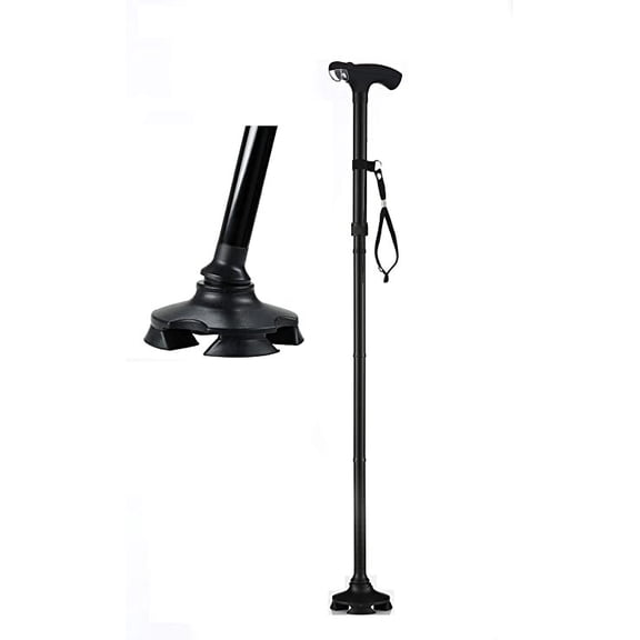 Cane + Strap, Light, Foldable, Adjustable, 4 Feet Steady ShortCane Self Standing