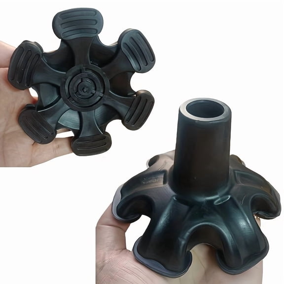 Cane Tip - 6-prong Self-supporting Rubber Base, Suitable for Canes and Walking Sticks - Heavy-duty Footpad, for Offset Quad Replacement Parts, 3/4 Inch (1.9cm)