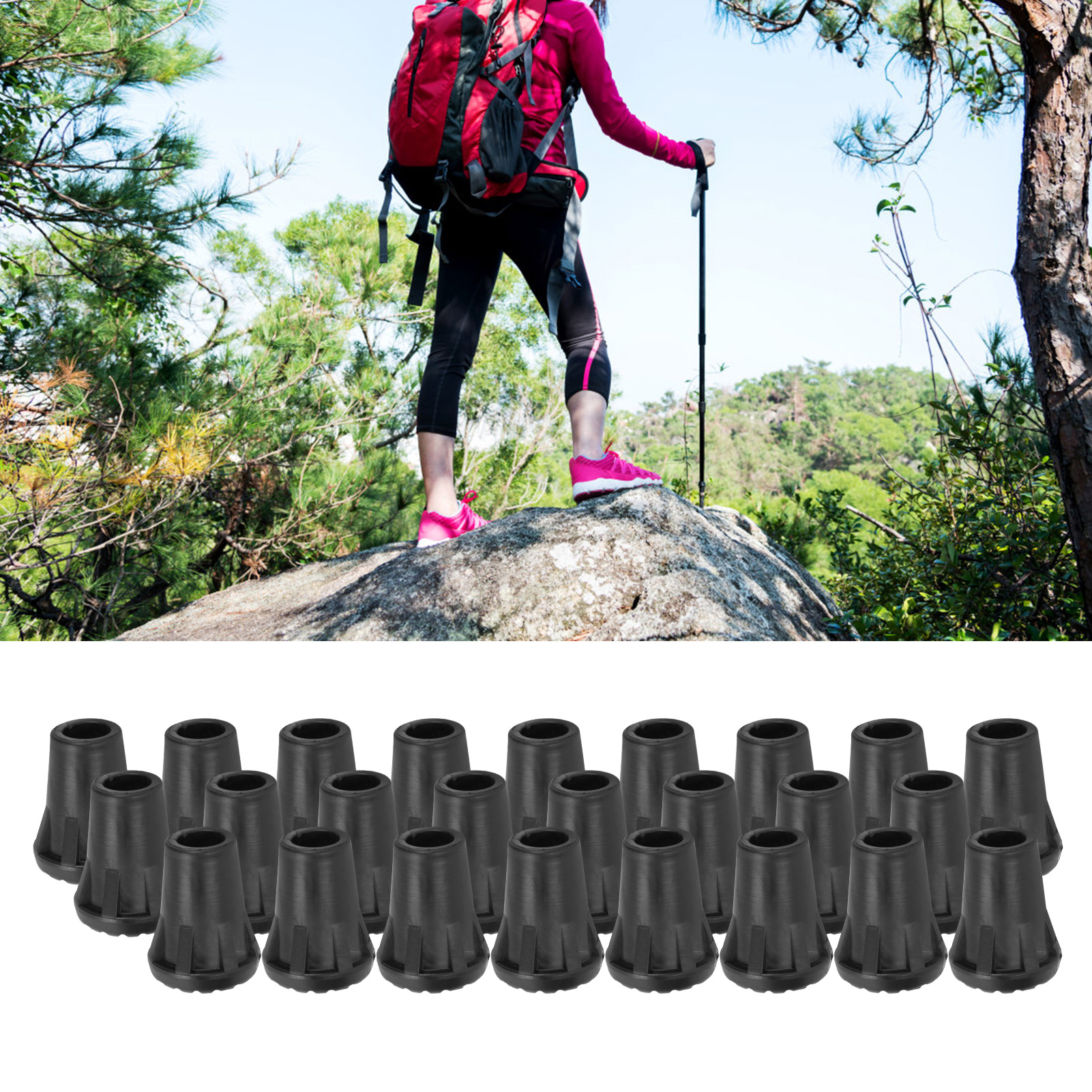 Cane Tips 25pcs/Pack Heavy Duty Rubber Walking Stick Tips Ferrule Protectors Cane End Tips