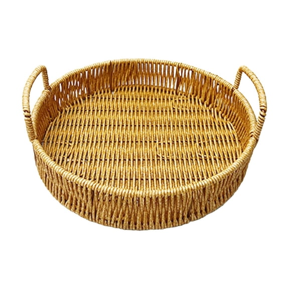 Cane Woven Storage Basket, Decorative Tabletop Organizer for Dried Fruits, Snacks, Fruits, Home Gift Tray & Afternoon Tea Storage, Multi-Purpose Sundries Basket for Living Room,Kitchen & Dining Table