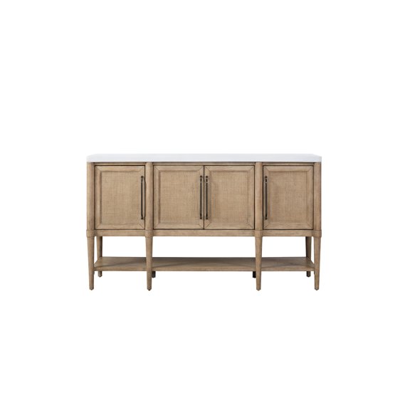 Cane - inset cement - topped server | In family rooms, power - ready and multi - storage