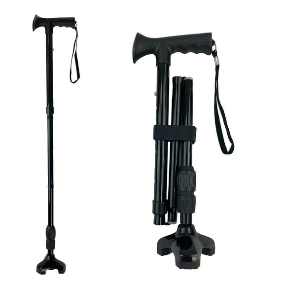 CaneCraft Folding Flex-Tip - Self Standing Cane for Women and Men with Gel Handle - Lightweight Travel Walking Stick
