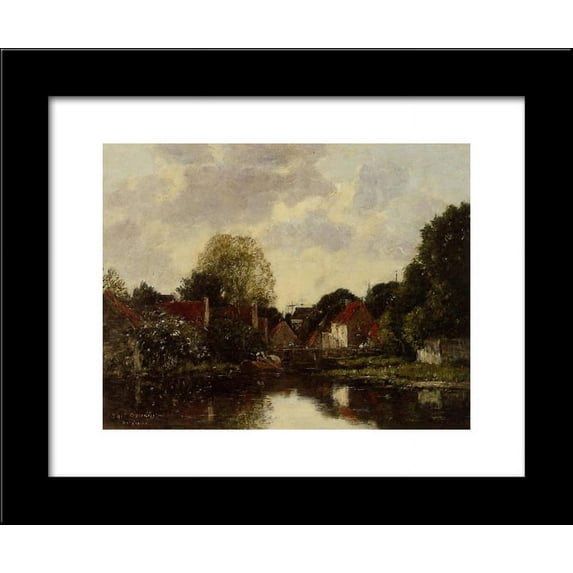 Canel near Dordrecht 20x24 Framed Art Print by Eugene Boudin