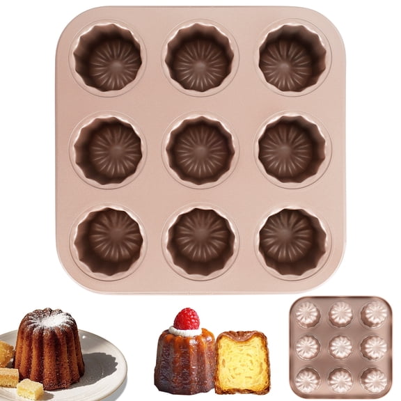 Canele Mold Cake Pan, 6/9/12 Cavity Non-Stick Cannele Muffin Bakeware Cupcake Pan for Oven Baking Dishwasher Safe