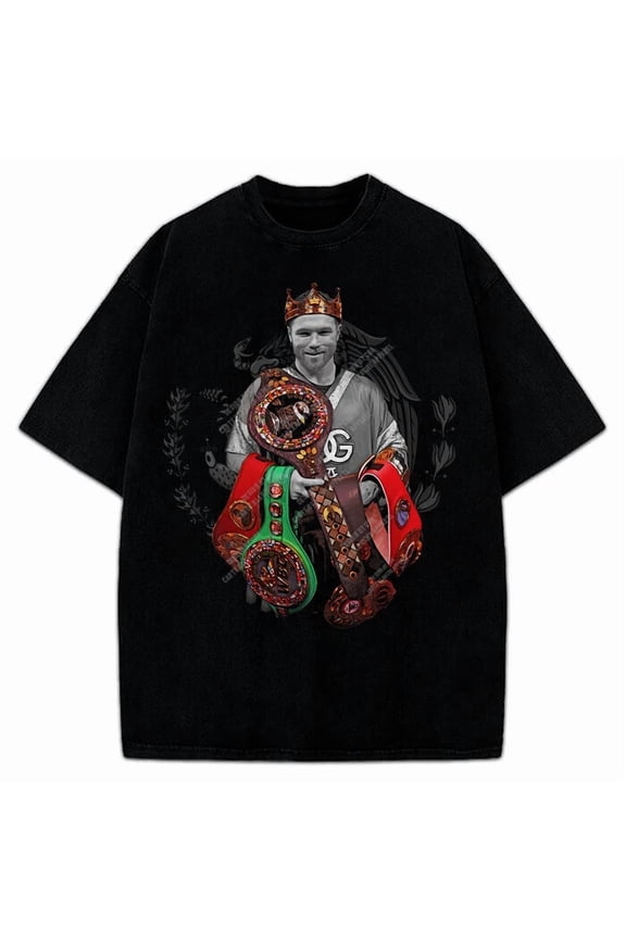 Canelo Alvarez King Mexico Goat Boxing Vintage Style Graphic Design T-Shirt,Black Color,Size M