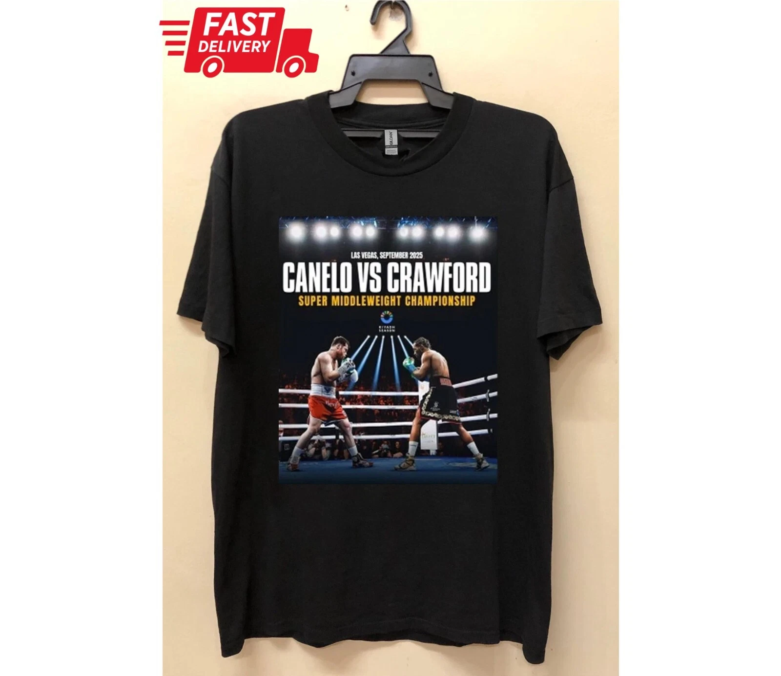 Maglietta Canelo Alvarez Boxe Uomo - T-Shirt Nera In Cotone - Taglie Dalla S Alla 2XL