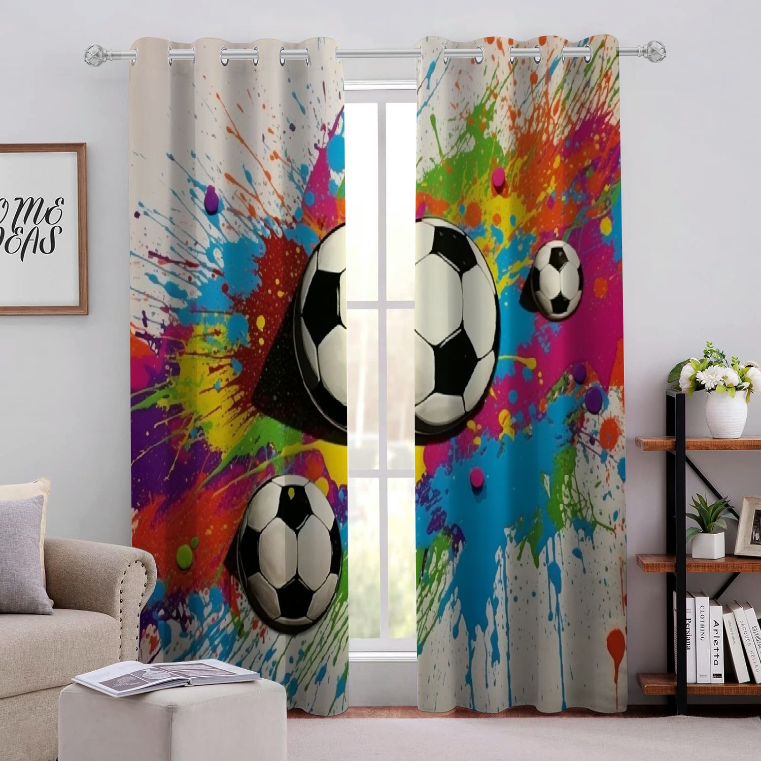 Canfashion Soccer Balls, Splatters of Paint, Banksy Perforated Blackout