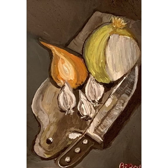 The Canfield Collection - Onion and Knife - Culinary Abstract Wall Décor Print Artwork for Home - Kitchen, Living Room, Restaurant Wall Art - Landscape Giclée Canvas Printed Painting - 12x18 Inches