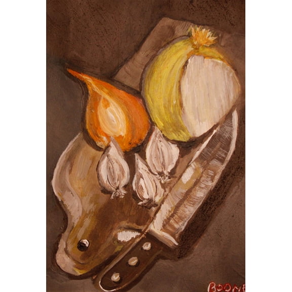 The Canfield Collection - Onion and Knife - Culinary Abstract Wall Décor Print Artwork for Home - Kitchen, Living Room, Restaurant Wall Art - Landscape Giclée Canvas Printed Painting - 11x14 Inches