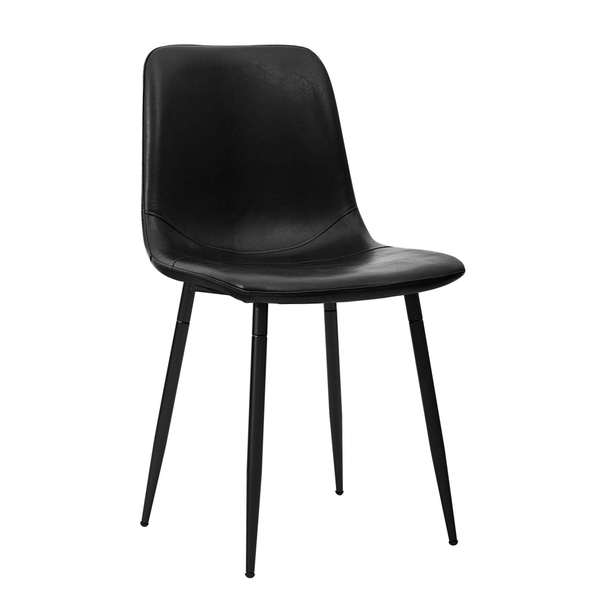 CangLong Living Monte Dining Chair in Black Faux Leather and Black Powder Coat Finish, Set of 1, Black