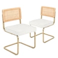 thumbnail image 1 of CangLong Mid-Century Modern, Natural Mesh Rattan Backrest, Upholstered Velvet Seat Armless Chairs with Metal Legs for Home Kitchen Dining Room, Set of 2, Velvet White, 1 of 6