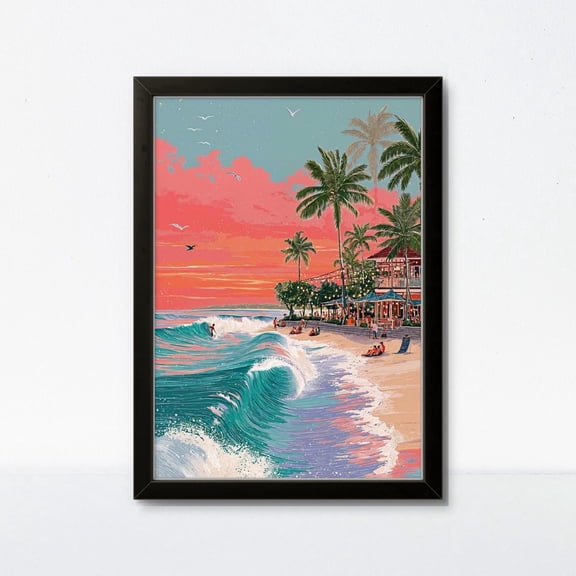 Canggu Beach Bali Poster – Tropical Sunset Surf Art Print Unframed Paper Print