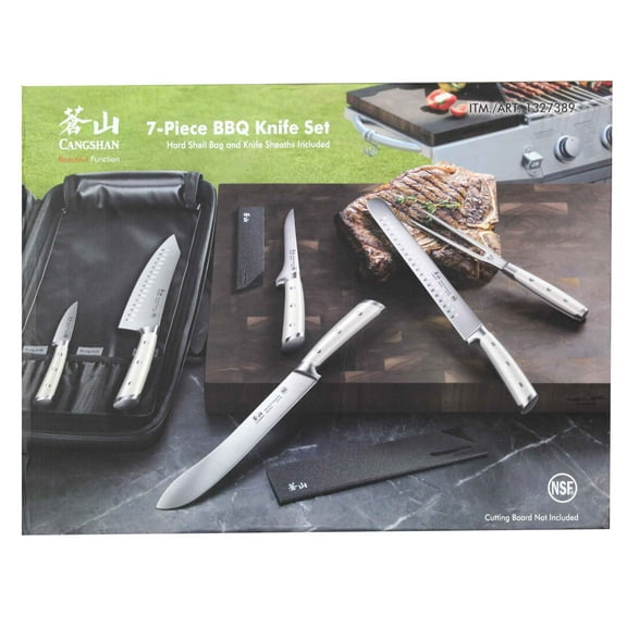 Cangshan Beautiful Function 7 Pieces BBQ Knife Set w/ Hard Shell Bag