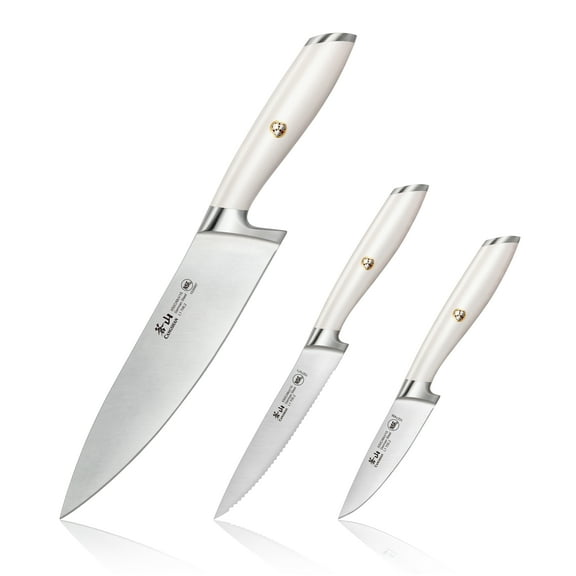Cangshan L1 Series 1026924 German Steel Forged 3-Piece Starter Knife Set, White