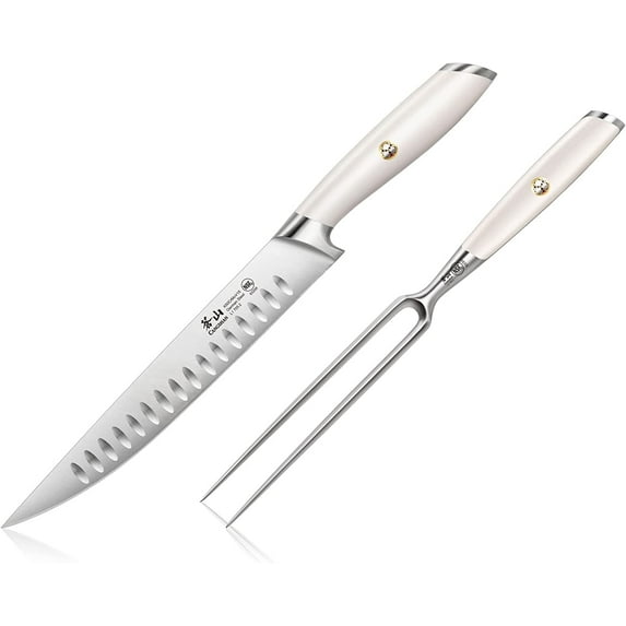 Cangshan L1 Series 1026962 German Steel Forged 2-Piece Carving Set, White