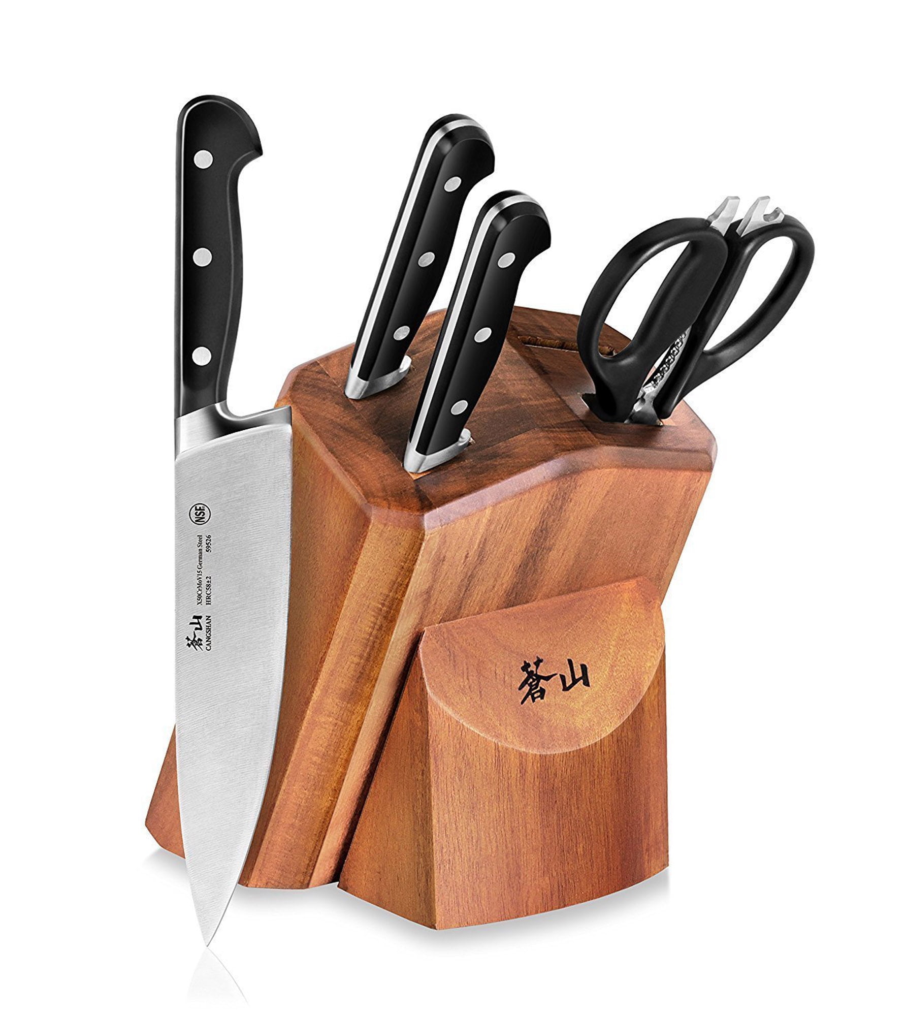 Cangshan Cutlery L1 Series White Cleaver Knife Block Set 7 Pc