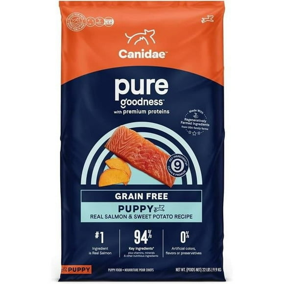 Canidae 102758 22 lbs Pure Goodness Grain Free Real Salmon & Sweet Potato Recipe Dry Puppy Food
