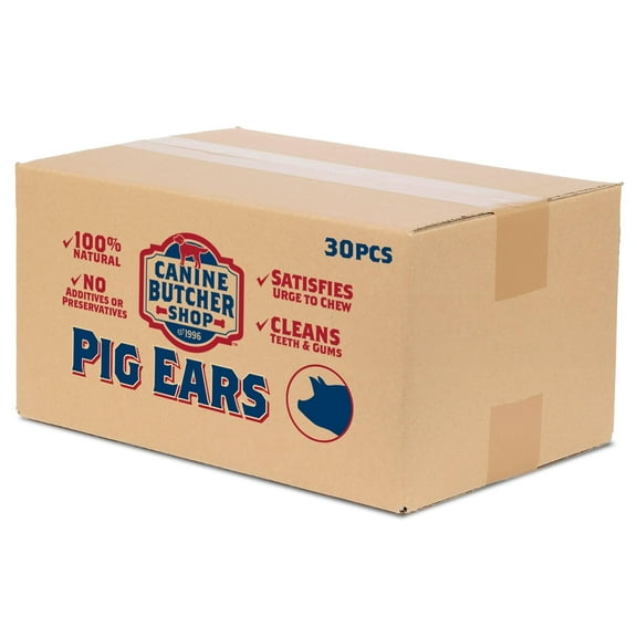 Canine Butcher Shop Pig Ears for Dogs, Always USA Made (30-Pack), All Natural, Sourced in USA Pig Ears, Digestible Pork Dog Chew Treat