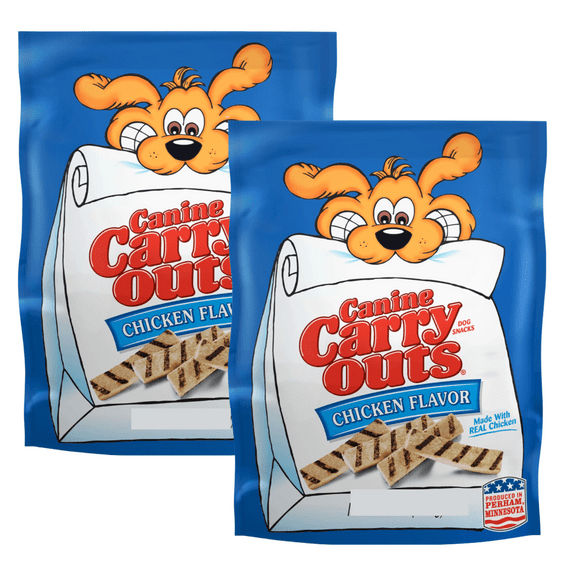 Canine Carry Outs Chicken Flavor Dog Treats 4.5oz. Made with Real Chicken Chewy Delicious Dog Snacks Make Training and Treating Easy Pack of 2