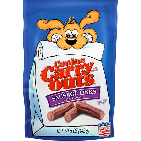 Canine Carry Outs Sausage Links Beef Flavor Dry Dog Treats , 5 Oz