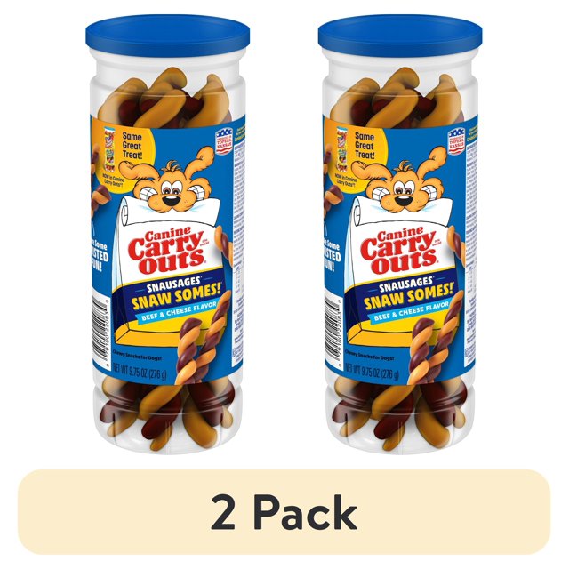 (2 pack) Canine Carry Outs Snausages Snaw Somes! Chewy Dog Treats, Beef