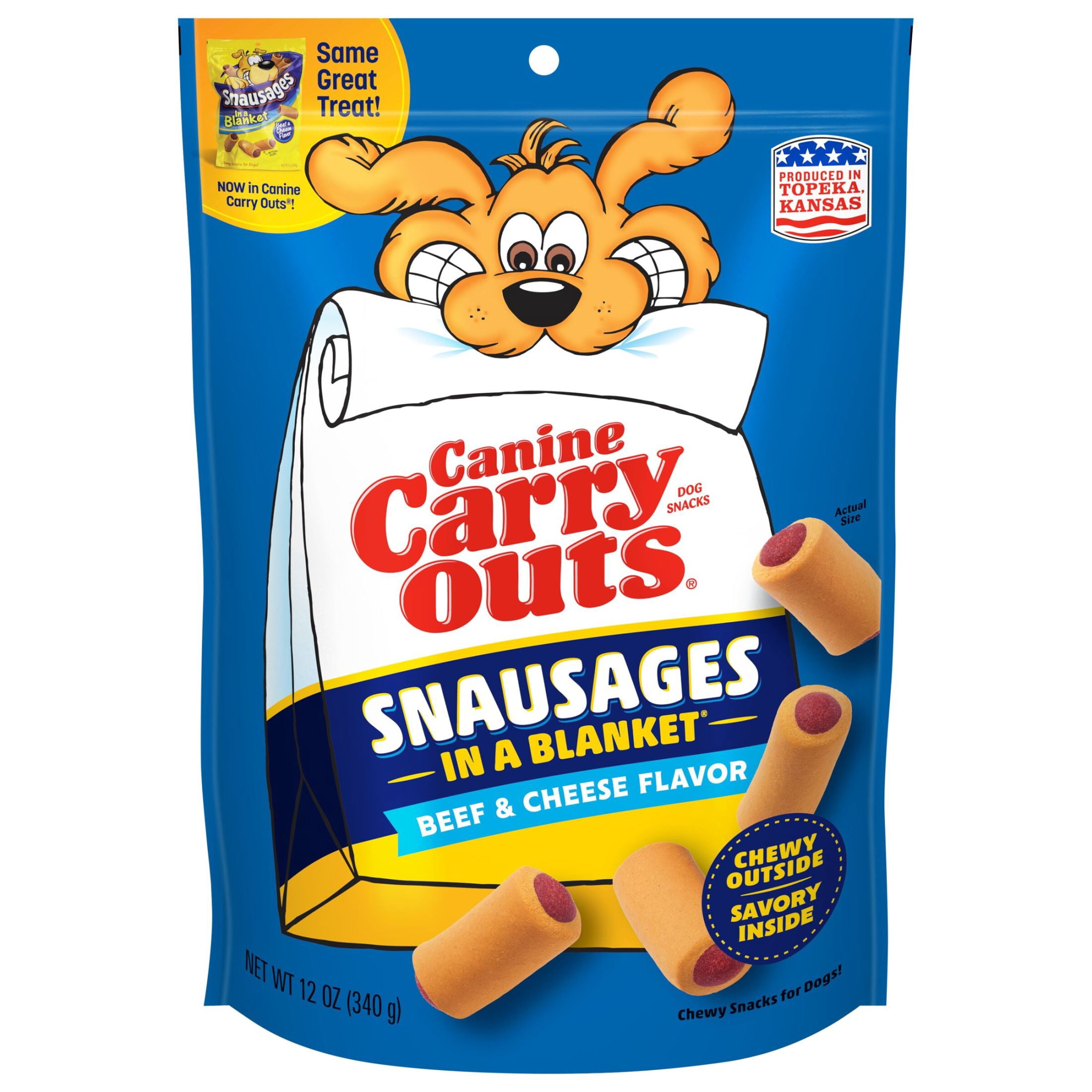 Canine Carry Outs Snausages in a Blanket Chewy Dog Treats, Beef & Cheese Flavor, 12 ozs