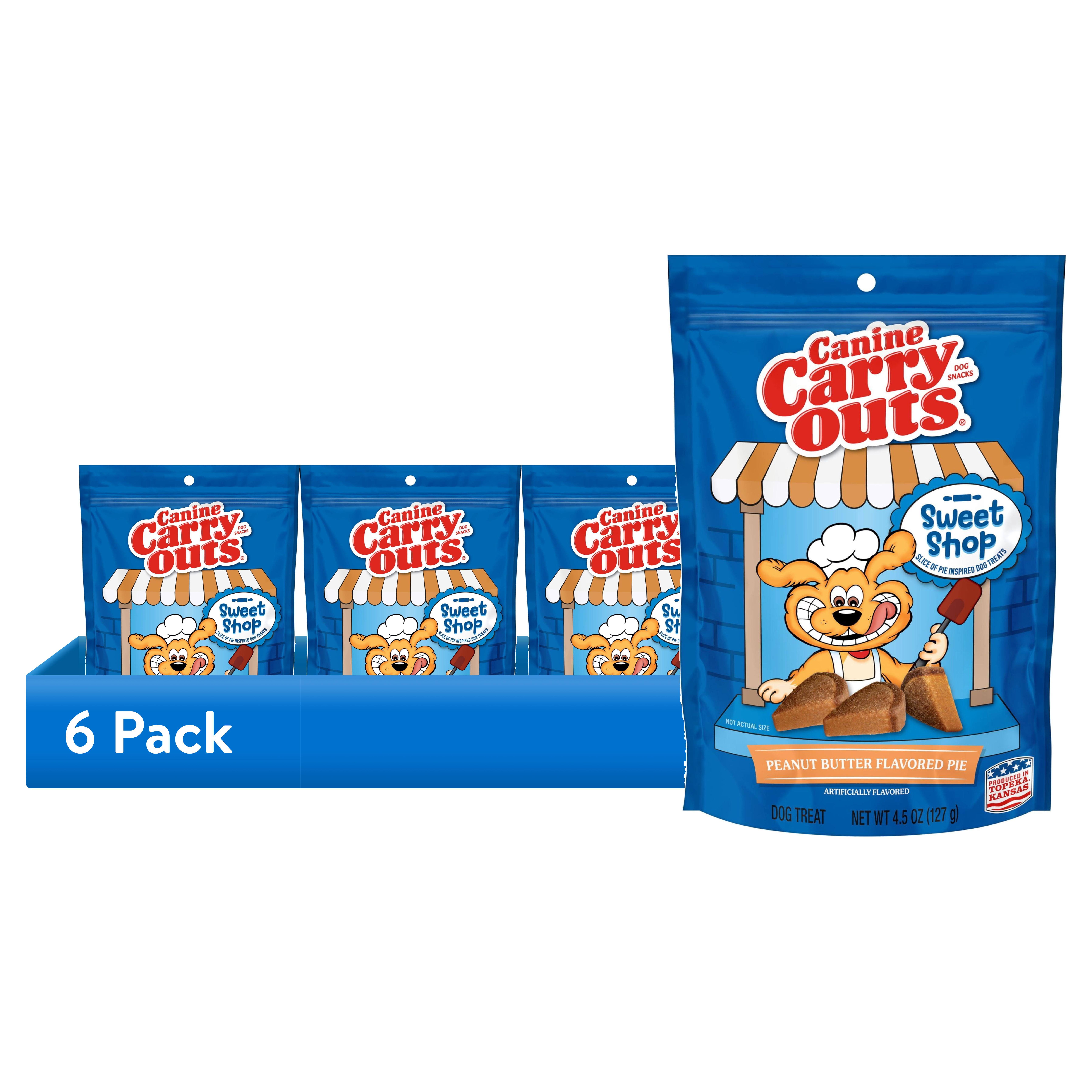 (6 pack) Canine Carry Outs Sweet Shop Peanut Butter Pie (Artificially Flavored) Chewy Dog Treats, 4.5 oz Bag