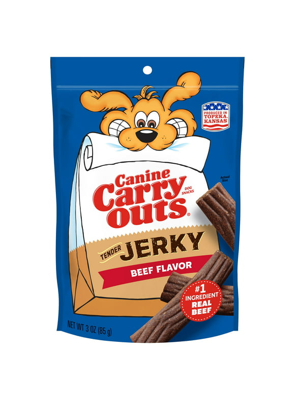 Canine Carry Outs Tender Jerky Dog Treats, Beef Flavor Dog Chews, 3 Ounces