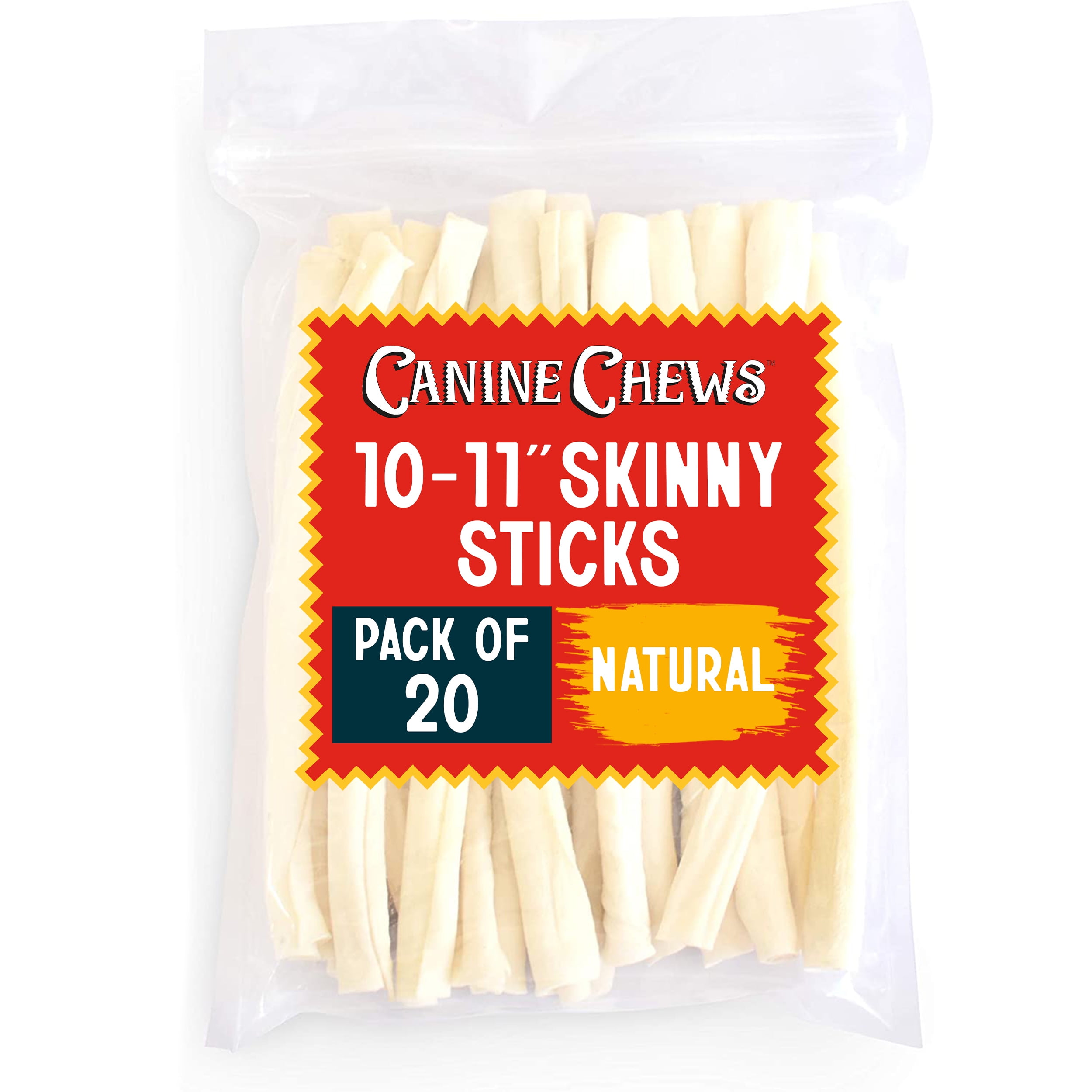 Canine Chews 1011" Rawhide Skinny Retriever Rolls for Dogs, 20pk