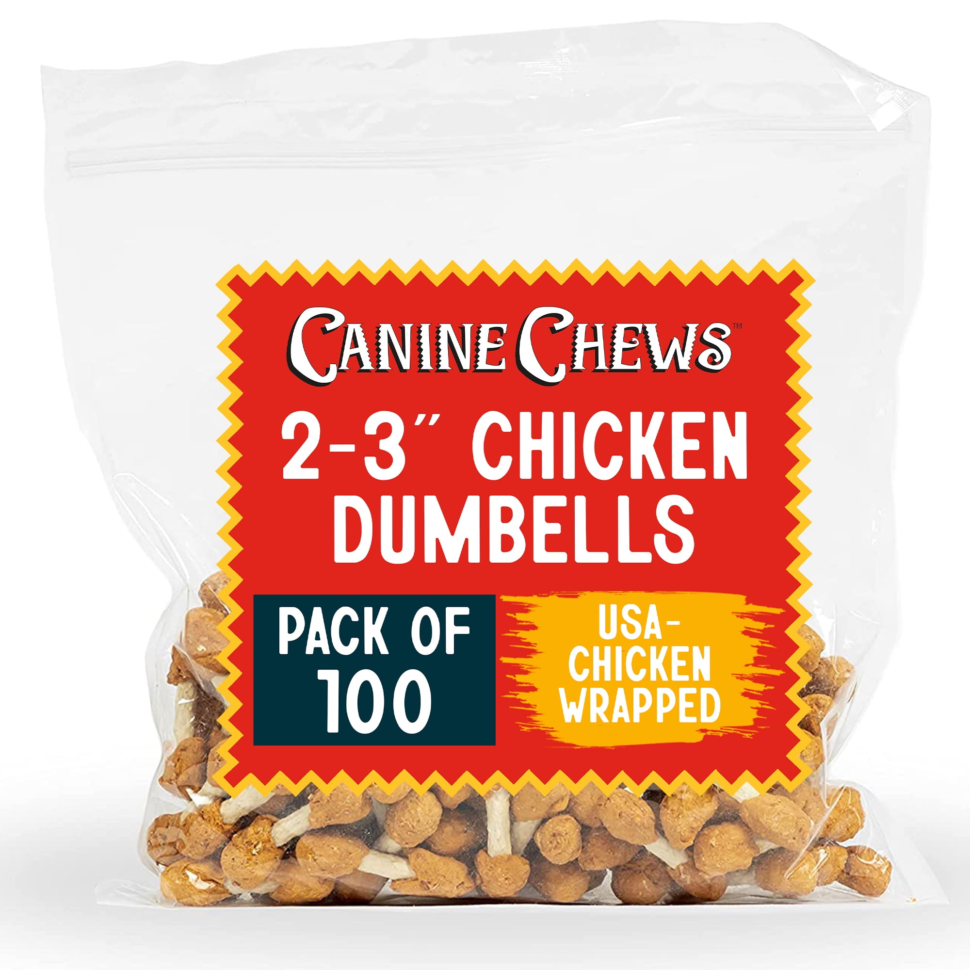 Canine Chews 3 inch Rawhide Munchy Chicken Dumbbell Dog Chew Treat for