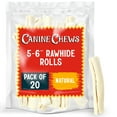 Canine Chews 56" Dog Rawhide Retriever Rolls Pack of 20 Extra Thick