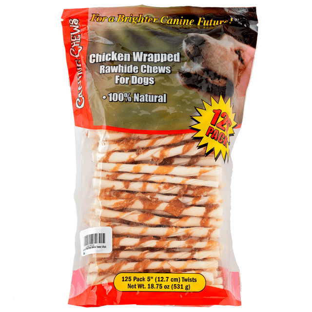 Canine Chews 5" Chicken Twist Sticks (125 Pack) USA Sourced Chicken