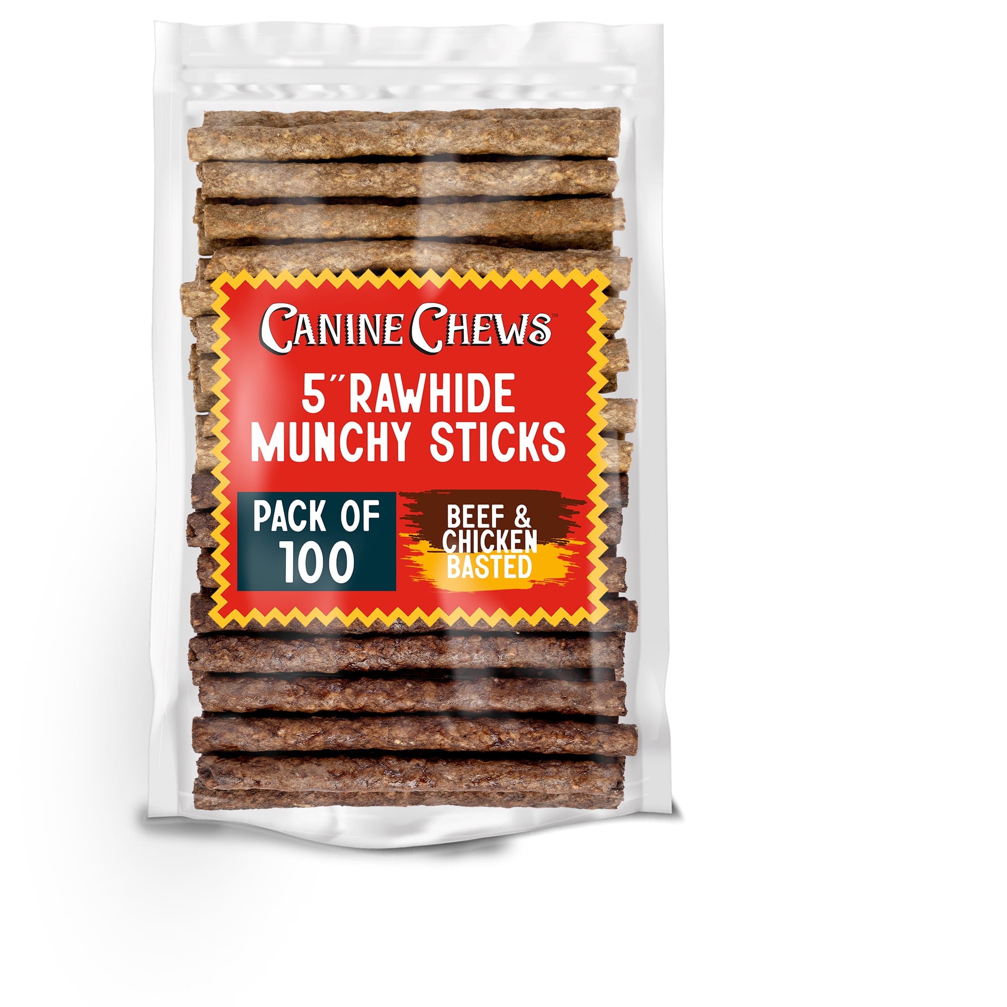 Canine Chews Rawhide Treats for Small Dog Chewers, Beef Chicken