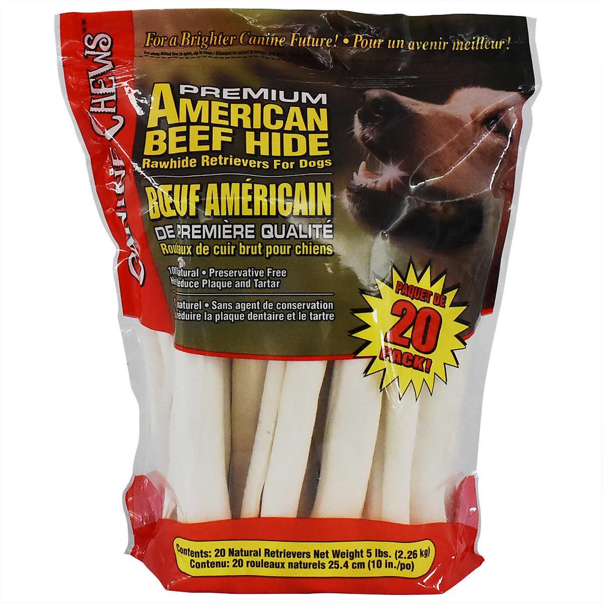 Tartar Shield Soft Rawhide Chews for Large Dogs 24 Count 6 Pack