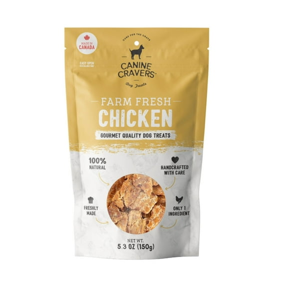 Canine Cravers Single Ingredient Dog Treats – Farm Fresh Chicken - Human Grade Air Dried Hypoallergenic Pet Food – Grain, Gluten, and Soy Free – 100% All Natural – 5.3 oz Bag