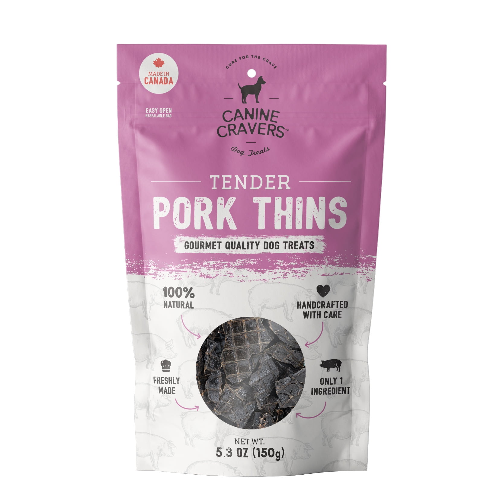 Canine Cravers Single Ingredient Dog Treats Tender Pork Thins Human